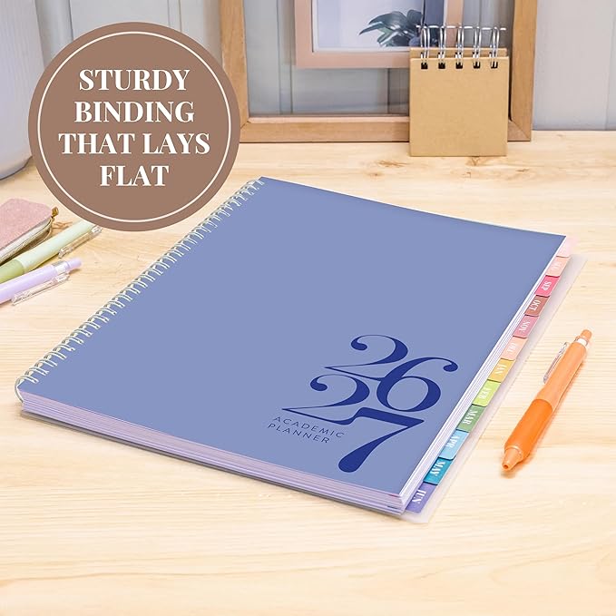 Rileys Academic Planner 2026-2027, Daily, Weekly & Monthly Planner, July 2026 - June 2027, Student Notes Pages, Twin-Wire Binding, Weekly Agenda for School & Work (8.5 x 11-Inches, Classic, Blue)