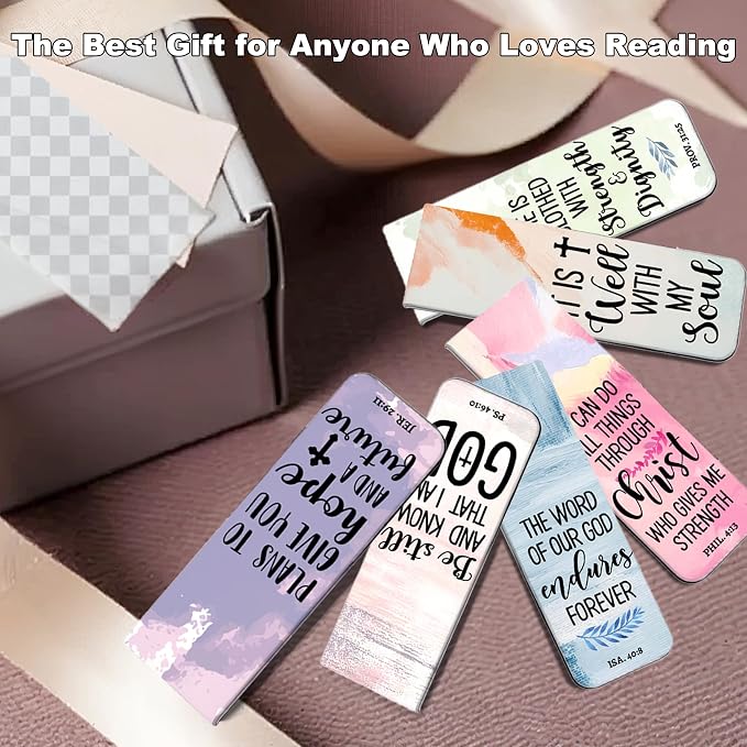 6 Pieces Bookmark, Bible Verse Magnetic Bookmarks for Women Men Book Lovers, Pastel Design Religious Scripture Book Accessories Bookmaker, Christian Gifts for Reading Lovers 2