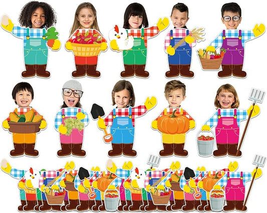 160Pcs Farm Animal Farmer Cutouts Back to School Bulletin Board Decoration Set Farmhouse Paper Cut-Outs Classroom Decor for Boy Girl DIY Photo Craft School Kindergarten Preschool Wall Door Supplies