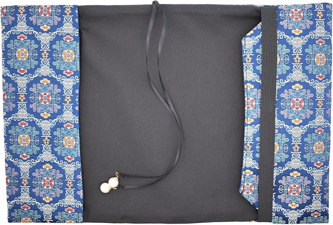 BLBMH A5 Journal Cover | Non-Stretch Fabric Notebook Sleeve with Bookmark, Handmade 5.5x8.3 Washable Privacy Protector for Paperback Bible Hardcover, Gift for Women - Flower Blue