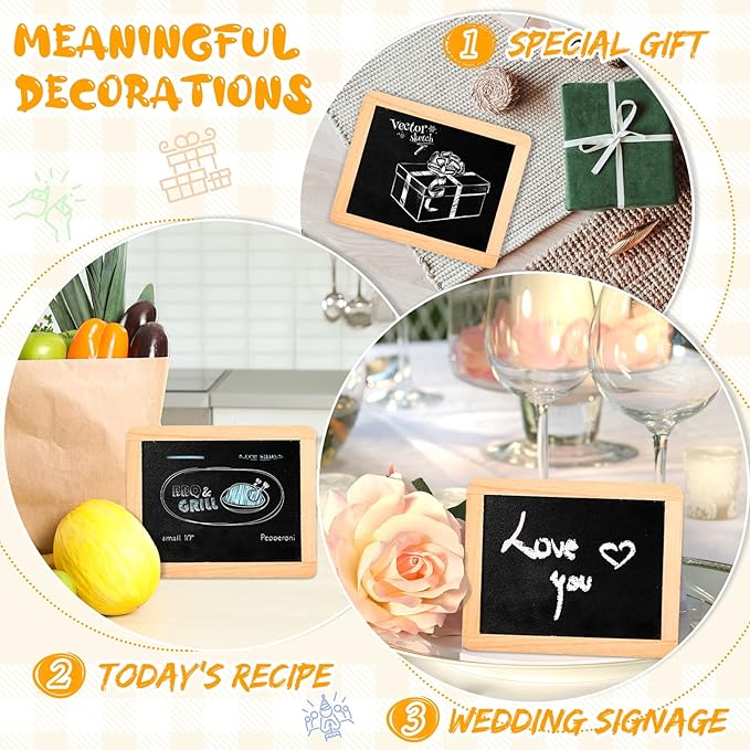 Chinco 6 Pcs Small Slate Chalkboard Mini Chalk Board with Frames 5.2x4 in Mini Board Signs School Supplies for Classroom Home Office (Wood)