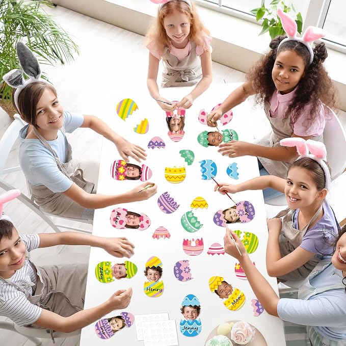 60 Set Easter Egg Cutouts Easter Bulletin Board Decoration Colorful Egg Shape DIY Photo Craft Cutouts Spring Theme Classroom Decor for Teacher Student Party School Classroom Home Chalkboard Wall Decor