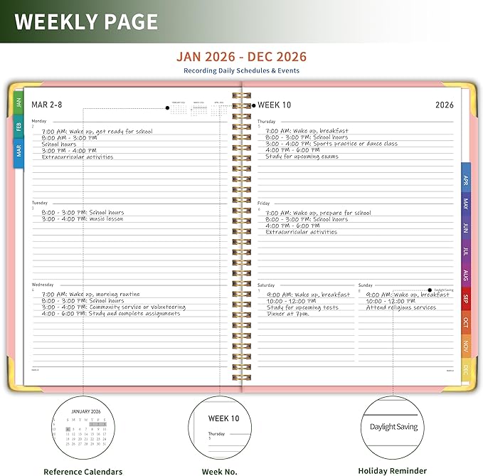Planner -2026, Hardcover Weekly & Monthly Calendar Planner, January 2026 - December 2026, 8.5" x 11", Daily Agenda Book with Colorful Tabs, College Organizer Notebook, School & Work Supplies for Student Teacher Classroom