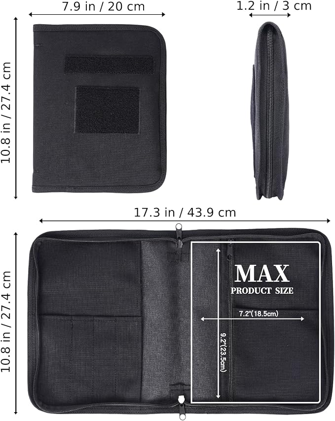 VEPKOIT A5 Binder Cover, Large A5 Notebook Holder and Travelers Notebook Cover with Pouch, Leather Book Cover for Police and Army, 7" x 9" OCP Book Cover with Zippered - Black (Cover Only)
