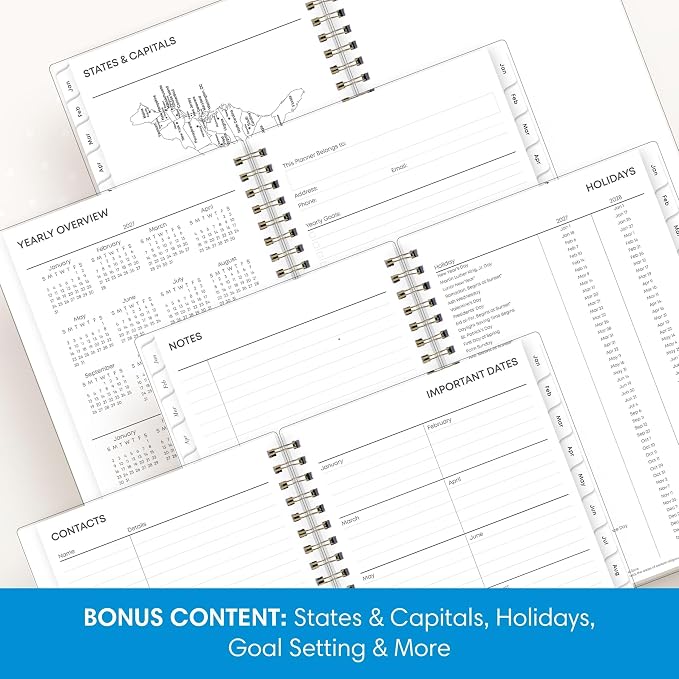 Blue Sky 2027 Weekly and Monthly Planner Calendar, January 2027 - December 2027, 5" x 8", Flexible Frosted Cover, Laminated Tabs, Durable Twin Wire Binding, Laurel