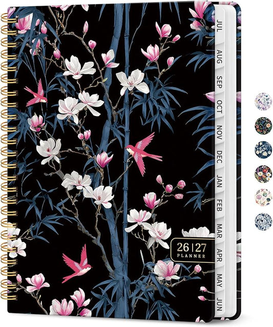 Planner 2026–2027, Academic Year Monthly & Weekly Calendar Book, Jul 2026–Jun 2027, Hardcover Organizer with Tabs, Student & Teacher Planner, 6.3" x 8.5", Magnolia Song