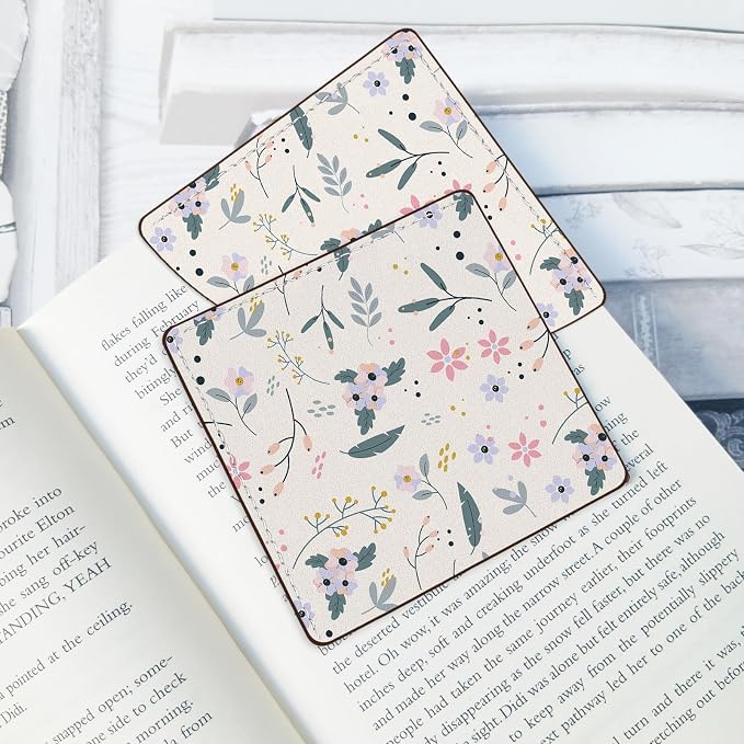 2 Pack Flower Leather Book Corner Bookmark, Durable Handmade Reading Accessories - Gifts for Readers, Women, Men, Teachers, Students 4