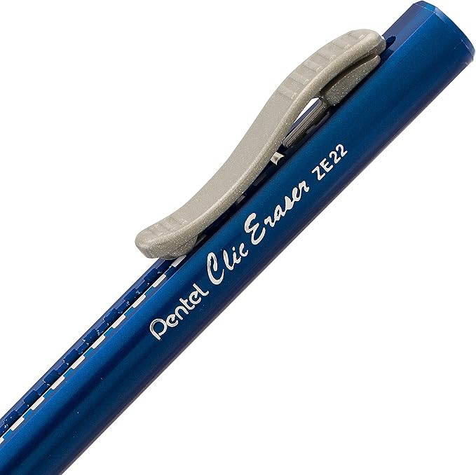 Pentel Clic Eraser Grip, Retractable Eraser, Blue Barrel, Box of 12 (ZE22C) (Pack of 4)