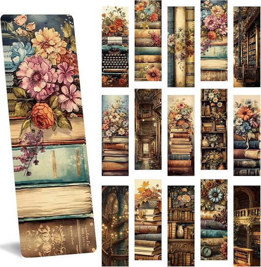 AFRITEE 150 Pcs Vintage Bulk Bookmarks, Retro Cottagecore Book Floral Bulk Paper Bookmark for Reading Lover, Aesthetic Book Marks Reading Accessories Gifts for Kids Teacher Girl