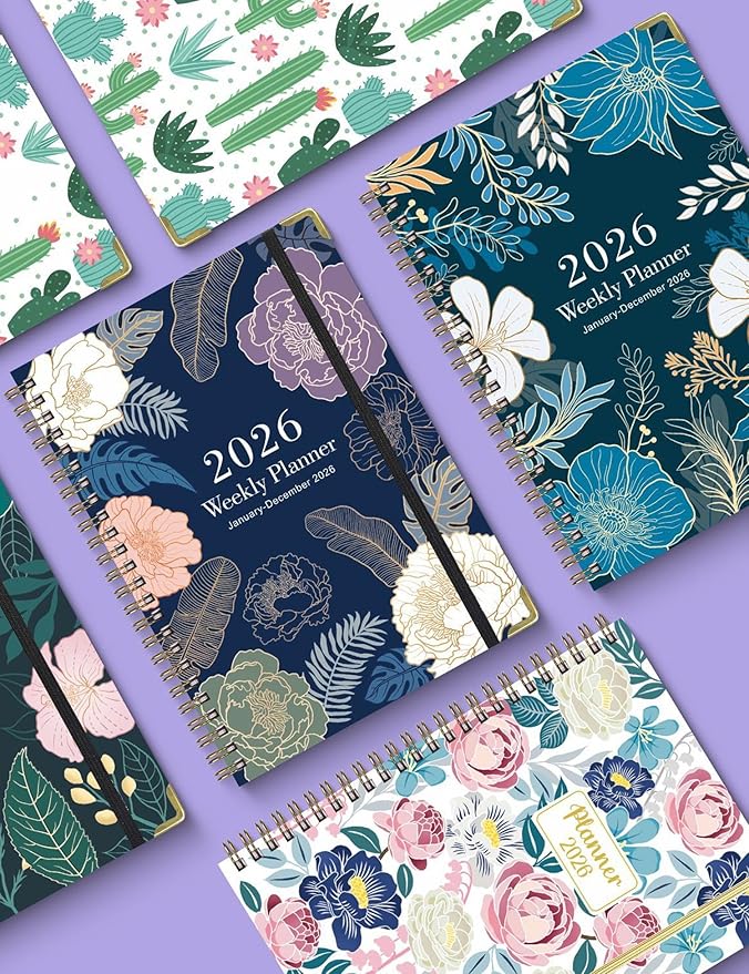 Academic Planner 2026, A5 Weekly & Monthly Calendar Planner with Tabs, PVC Bookmark, Metal Corner Protectors, Inner Pocket, 8.54" × 6.22" Hardcover School Daily Agenda Book for Teacher Student (Green)
