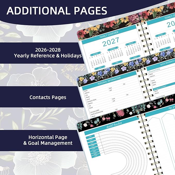 3 Year Monthly Planner 2026-2028 9'' x 11'' with 36 Monthly Tabs 3 Year Calendar 2026-2027-2028 Great for Long-Term Planning (Navy blue)
