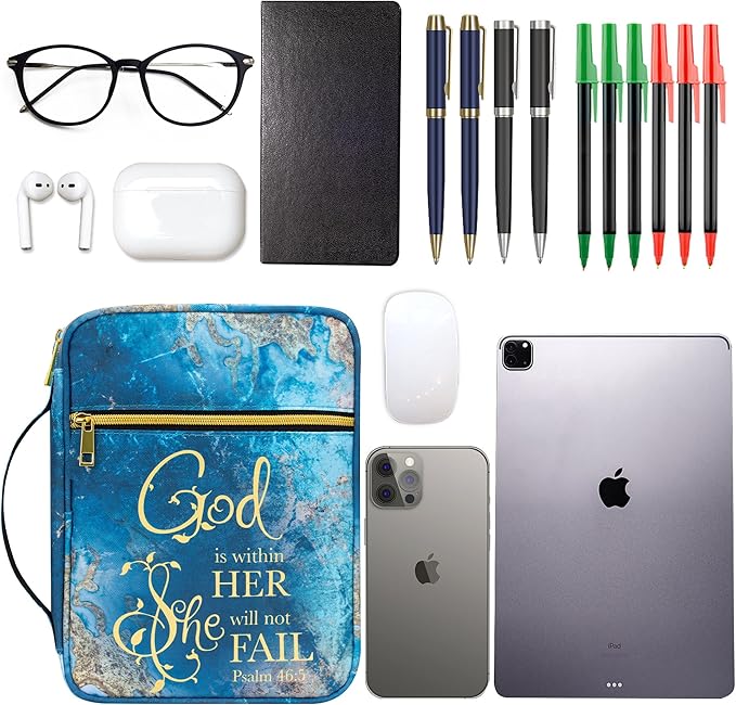 GUEER Bible Cover for Women, Bible Holder, Bible Cover Carrier Carrying Organizer Bag, Zipper and Pockets for Standard Size Bible, Gift for Women(Gloden)