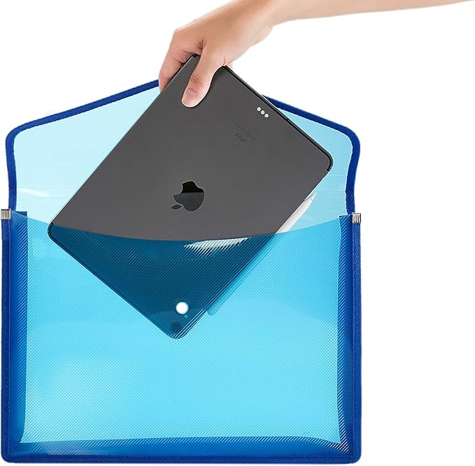 Plastic File Folder Poly Envelope Expanding File Wallet Document Folder with Snap Button Closure, Legal Size, 5 Pack Large Waterproof Accordion File Pouch (Assorted Colors)
