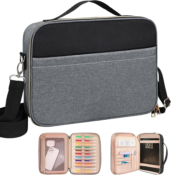 Dofilachy Women's Bible Covers - Stylish Bible Case for Girls & Boys with Durable Handle & Metal Zipper