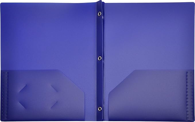 Lion 2-Pocket Plastic Folder with Fasteners, Dark Blue, 1 Folder (92310-BL)