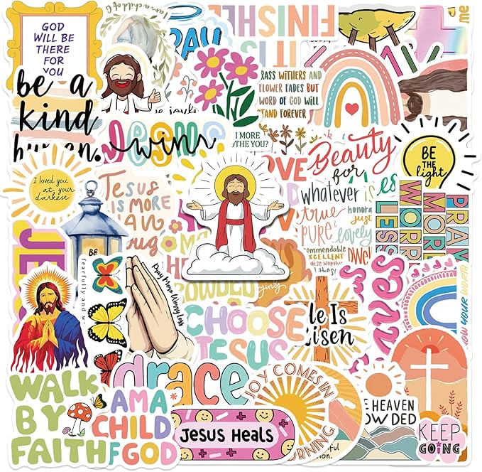 Christian Stickers - 200Pcs Inspirational Stickers, Easter Stickers, Waterproof Planner Sticker for Water Bottle, Laptop, Planner, Journaling, Bible Verse Sticker, Christian Gifts - Colorful