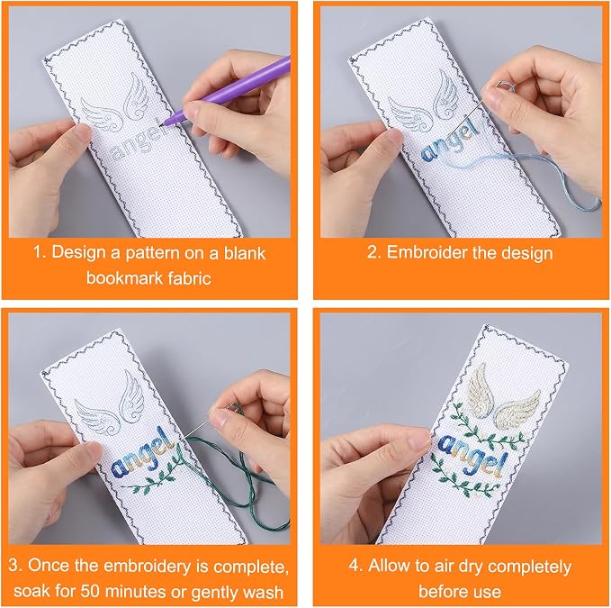 12 Pcs Blank Cross Stitch Bookmarks, Landscape Cross Stitch Bookmarks Blank, DIY Embroidery Fabric Bookmark for Beginners, 7.48x2.76 Inches, Multicolor