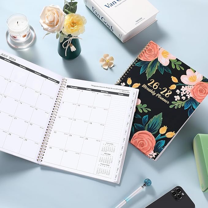 2026-2028 Monthly Planner/Calendar - 2 Year Planner, Jul 2026 - Jun 2028, Monthly Calendar 2026-2028 with Two-Side Pocket, 9'' x 11'', Tabs, Sturdy Binding