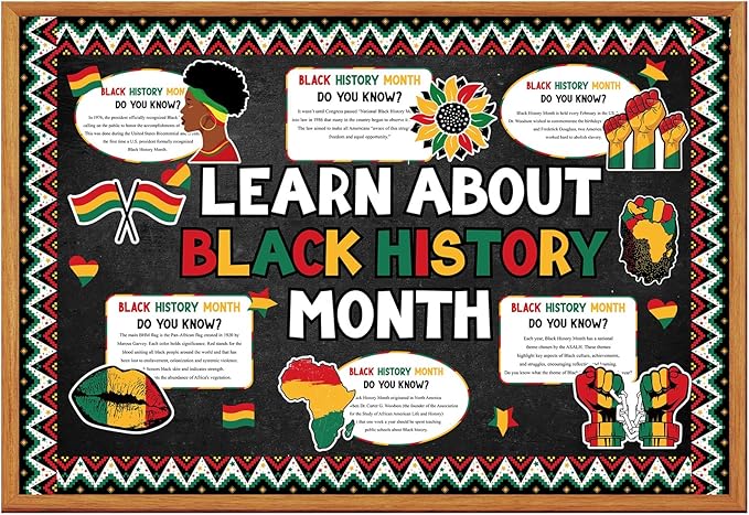 Gersoniel 66 Pcs Black History Month Bulletin Board Decoration African American Inspirational Posters Black History Cutouts Classroom Decorations for School Library Office Educational Decor