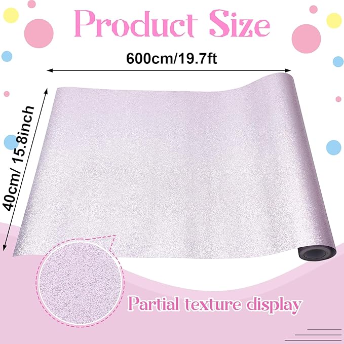 gisgfim Glitter Bulletin Board Roll Sparkle Bulletin Board Background Glitter Poster Paper Gift Wrapping DIY Art Crafts Non Fading Wallpaper for Home Office Classroom Decoration 16"x20ft, Light Purple
