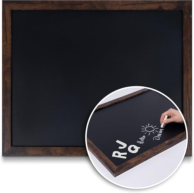 Loddie Doddie Wood Chalkboard Calendar - 18 in x 22 in, Rustic Frame, Mounting Hardware - Magnetic Chalkboard for Wall - Menu Board for Kitchen - Hanging Chalk Board Sign