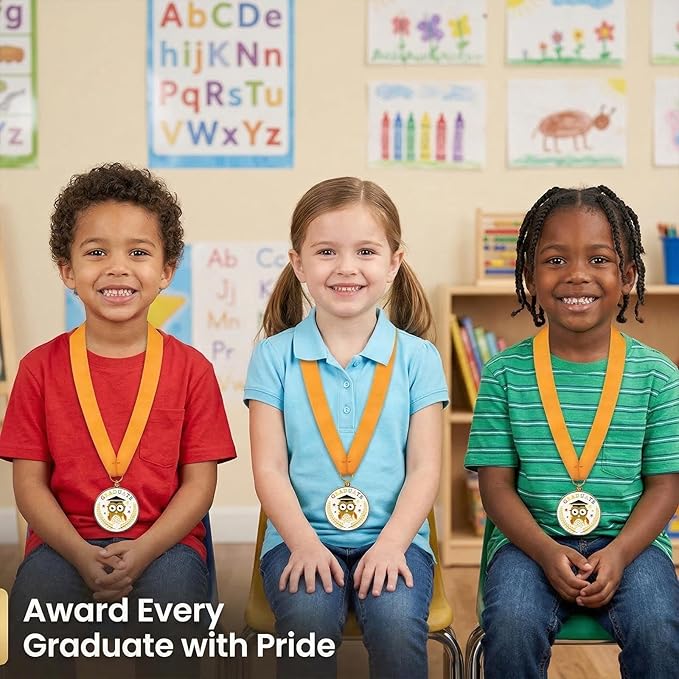 Kindergarten Graduation Medals - Owl Design, Kindergarten & Preschool Graduation Award Medallion for Little Graduates Class of 2026, Party Decoration