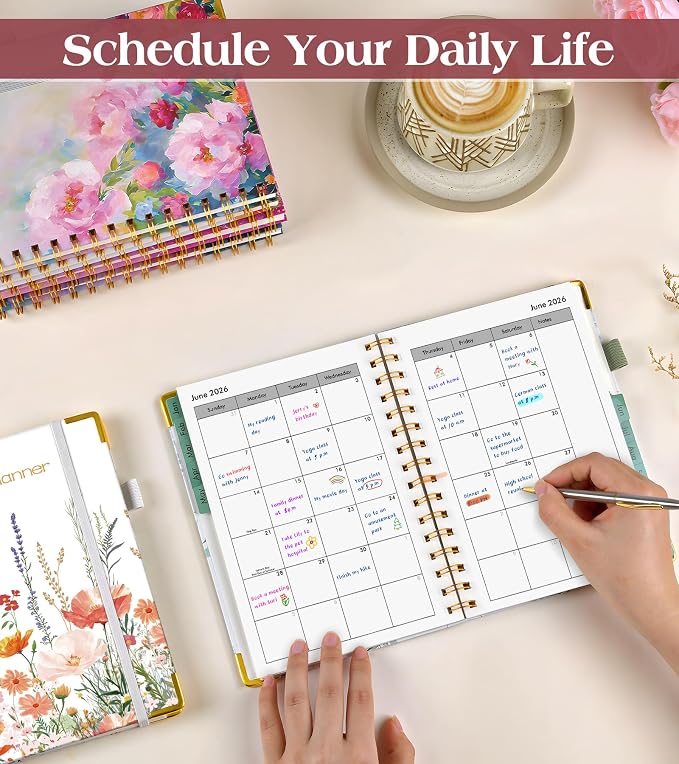 2026 Planner, Hardcover Weekly and Monthly Planner for Women, January 2026 - December 2026, Spiral Yearly Agenda Organizer Book 2026 with Tabs, Daily Calendar Planners for School Work Home, A5 (5.75" x 8.38"), Petite Blooms