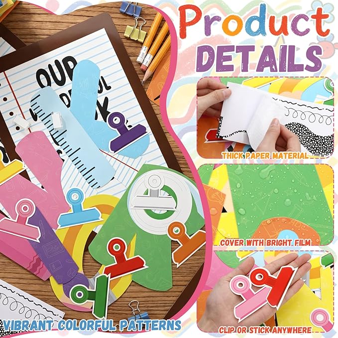 Mooliwe 139 Pcs Student Work Display Bulletin Board Composition Notebook Paper Classroom Decoration Wow Work Cutouts with Clipnames Display Classroom Wall Decor for Teachers Back to School Supplies