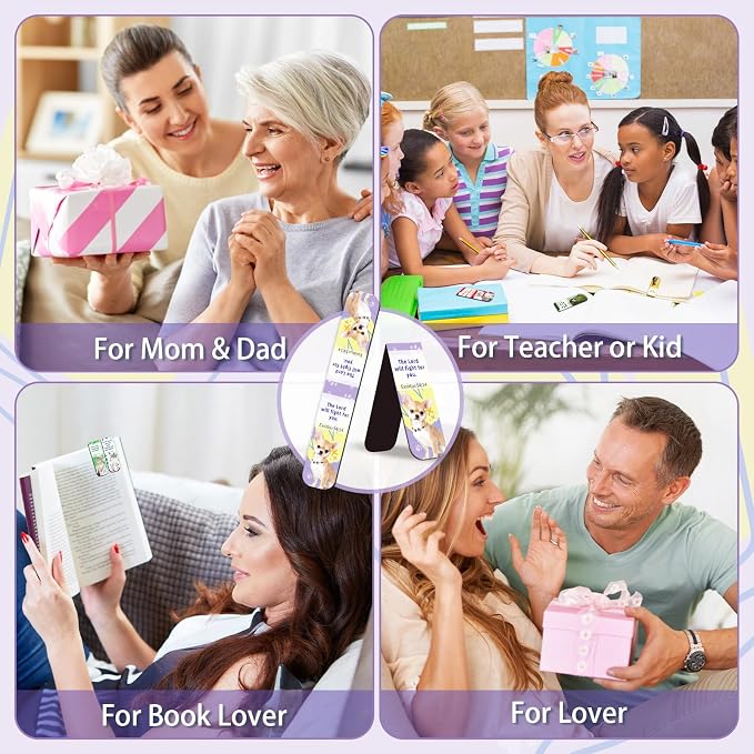 100 Pack Bible Magnetic Bookmarks Christian Magnet Bookmark Clips for Women Men Book Lovers Bible Lovely Puppy Page Markers for School Office Home Reading Supplies,Printing on 2 Side（50 Cat & 50 Dog）