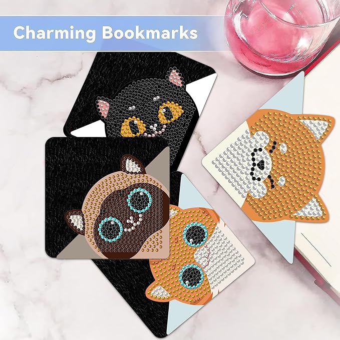 8 Pcs Diamond Painting Bookmark, DIY Corner Book Makers for Adults Book Lovers, Diamond Dot Art Beginners, Small Diamond Art Kits, Paint by Art Crafts Gift for Women Girls (Dog)