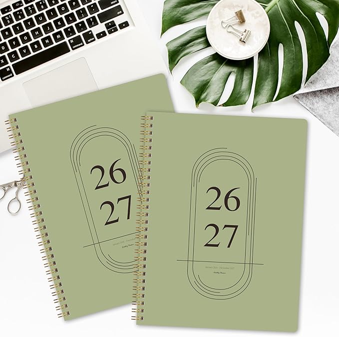 2026-2027 Monthly Planner - 2 Year Monthly Planner 2026-2027, Jan 2026 - Dec 2027, 7" x 9", 2 Year Calendar with 24 Month, Twin-wire Binding, Note Pages, Green