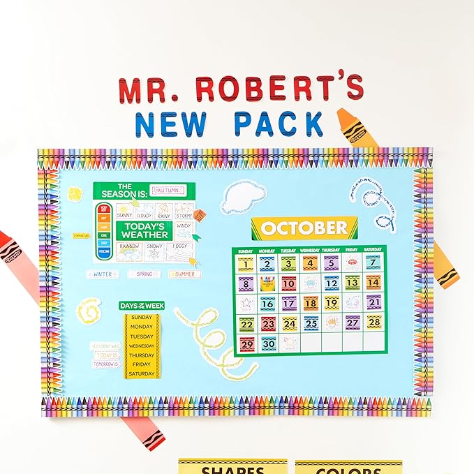 Eureka Crayola Letter, Number, Punctuation Mark, and Symbol Classroom Decorations for Teachers, 4" H, 178 Pieces, Blue