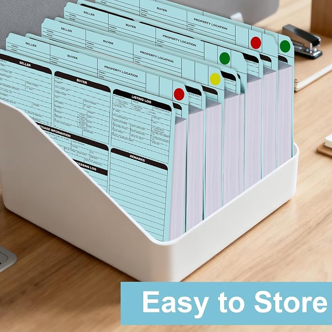 25 Sheets Blue Real Estate Listing Folder Letter Size Real Estate Transaction File Folders with Color-Coded Dots Right Panel List Estate Planning Document Folder Realtor Supplies for Organizing