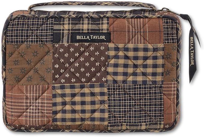Bella Taylor Small Bible Cover for Women - Quilted Cotton Bible Case for 6 x 9 inch Books - Ironstone