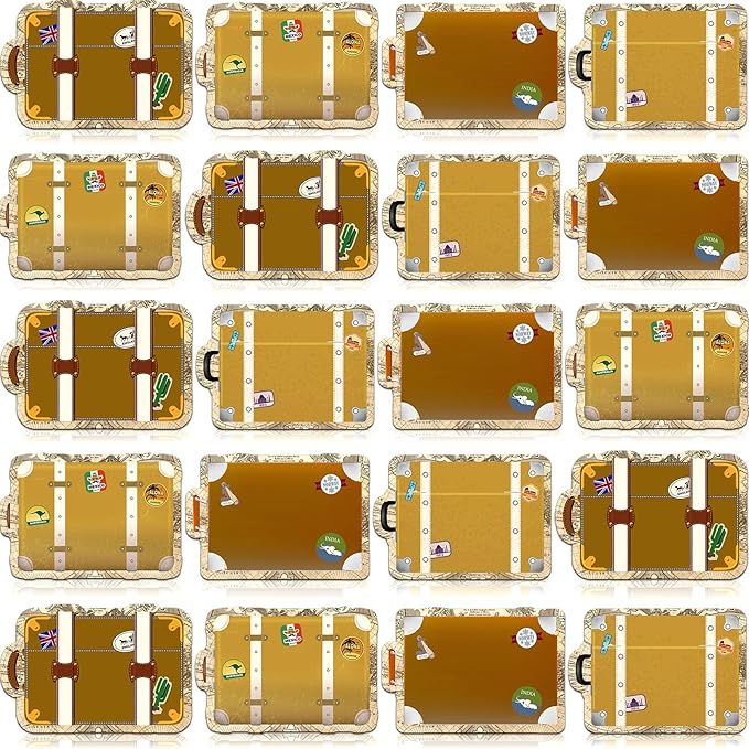 Junkin 60 Pieces Travel the Map Luggage Mini Accents Cutouts World Travel Bulletin Board Decorations for School Office Home Nursery Teacher Party Classroom Decor
