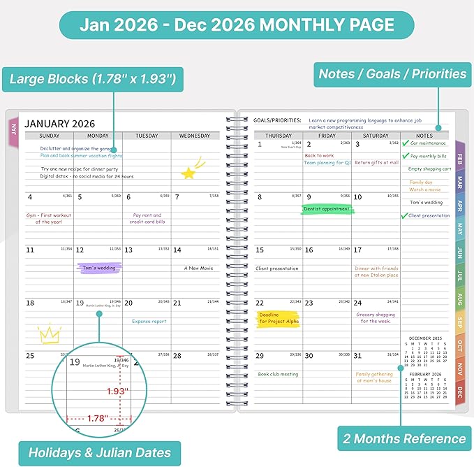 2026 Appointment Book, 30 Minutes-Hourly, Weekly ＆ Monthly Calendar Planner 2026, Jan 2026 - Dec 2026, 8.5'' x 11'', 2026 Daily Planner with Tabs ＆Pocket, Flexible Cover, Great for Office, Home, School