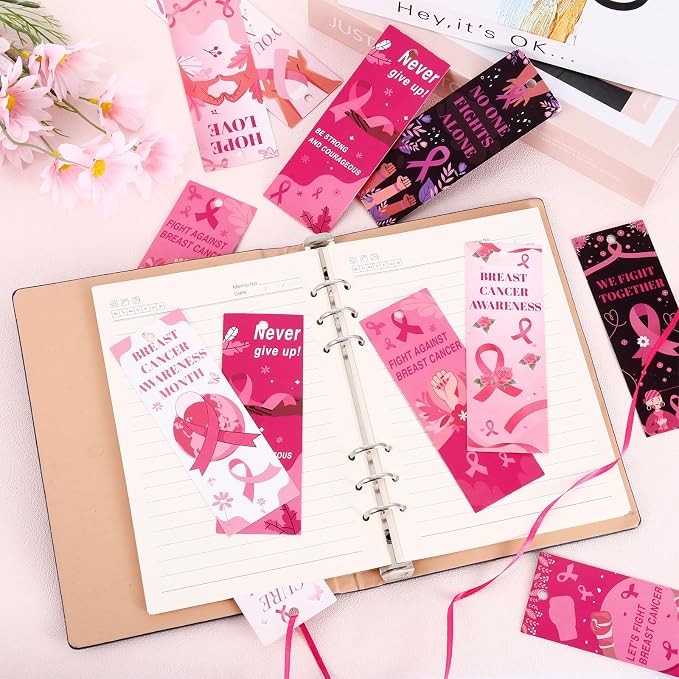 240 PCS Bookmarks with Ribbon 2 x 5.5 Inch Pink Library Card for Reading for Teacher Women and Book Lovers