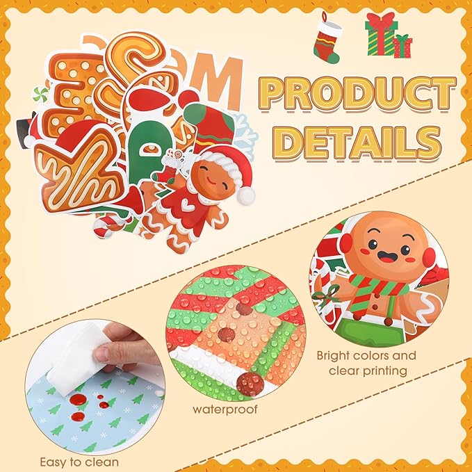 74 Pcs Christmas Gingerbread Bulletin Board Decorations Gingerbread Man Snowflake Cutouts Xmas OH SNAP! We're Smart Cookies Bulletin Board for Classroom Decoration Winter School Wall Decor