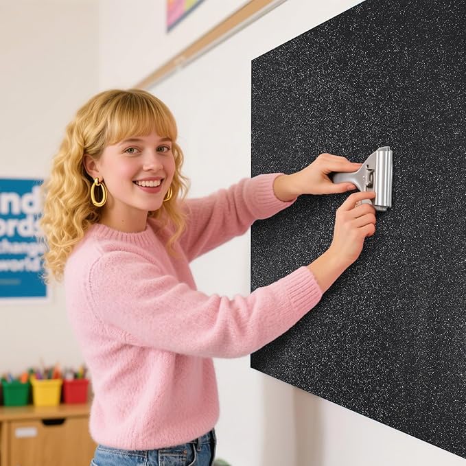 gisgfim 16" x20ft Glitter Bulletin Board Paper Roll Sparkle Color Bulletin Board Background Poster Paper Non Fading Gift Wrapping DIY Art Crafts for Office Classroom Decoration, Black