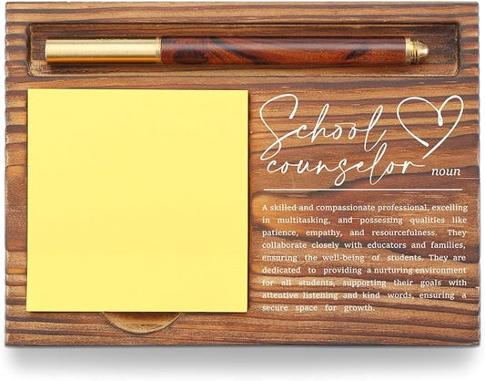 Appreciation Gift for School Counselor & Therapist Sticky Note Holder, Thank You Desk Decor, Back to School Guidance Keepsake for Office, Self-Stick Note Pad Holder TZP79
