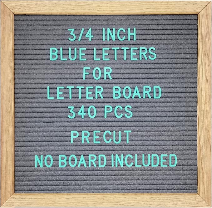 Felt Letter Board Letters Sets - Pre-cut 340pcs 3/4 Inch(0.75") Blue Letters with Canvas Bag(No Board Included)