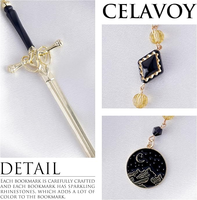 Charm Acotar Sword Bookmark - Fantasy Vintage Metal Book Marks for Women Men Students Teachers Reader Page Mark with Crystal Beads Mountains Charms Reading Lovers Birthday Gifts Accessories
