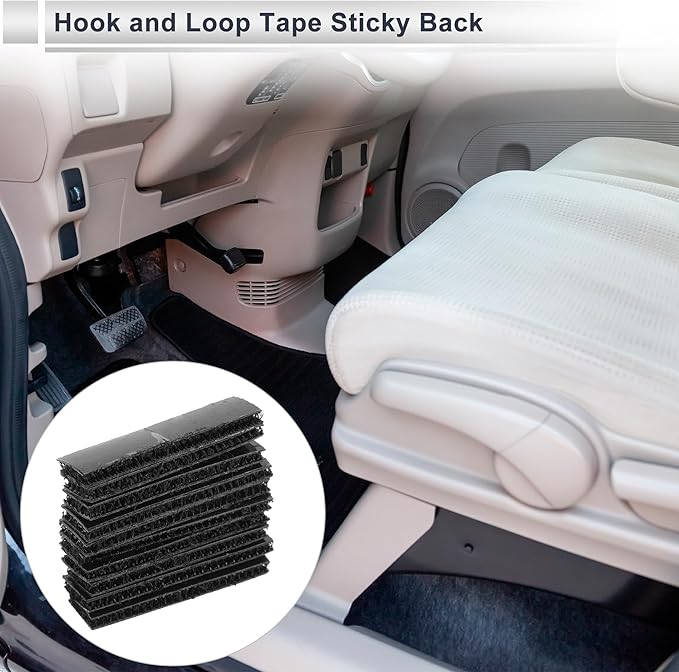 10 Pcs Universal Hook and Loop Tape Adhesive Back Double Sided Sticky-Back Home Office Phone Mount Adhesive Tape 0.39" x 1.57" Black