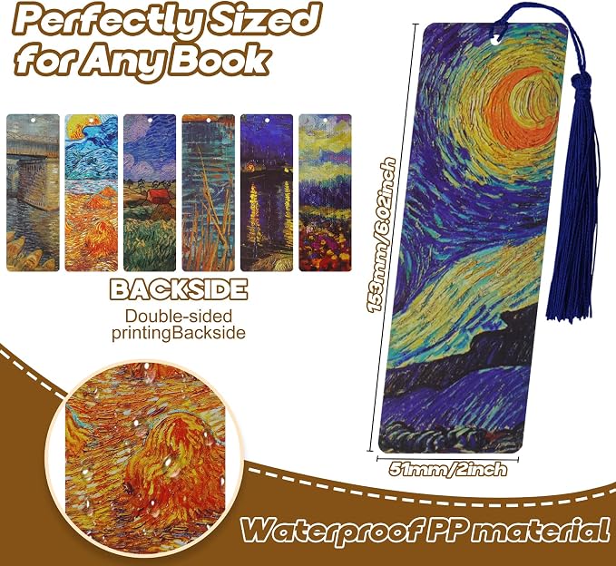 Bookmarks with Tassel, 7 Pieces Oil Painting Theme Cute Bookmark Book Marks Page Clip Bookmark for Book Lovers Writers Readers Men Women School Home Office Reading Supplies, Christmas & Teacher Gifts