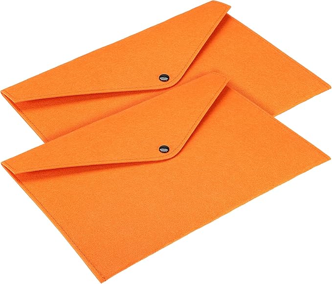 PATIKIL File Bag Felt Folder 2 Pack A4 Envelope Document Storage Pouch Organizer for Office Business, Orange
