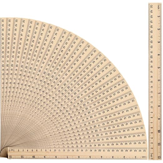 Qilery 100 Pcs Wooden Ruler 12 Inches Wood Measuring Ruler 2 Scale Rulers for Kids Classroom Rulers with Centimeters and Inches 30 cm Drafting Tools for Home Office School Adults Students Supplies