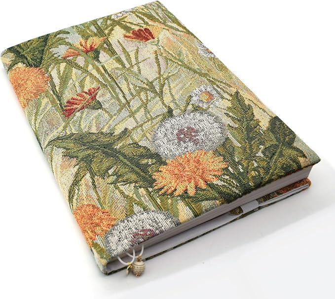 BLBMH 10x7 Book Cover | Handmade Non-Stretch Fabric Bible Cover with Bookmark | Washable Large Hardcover Paperback Protector | Privacy Reading Gift for Women - WD Dandelion