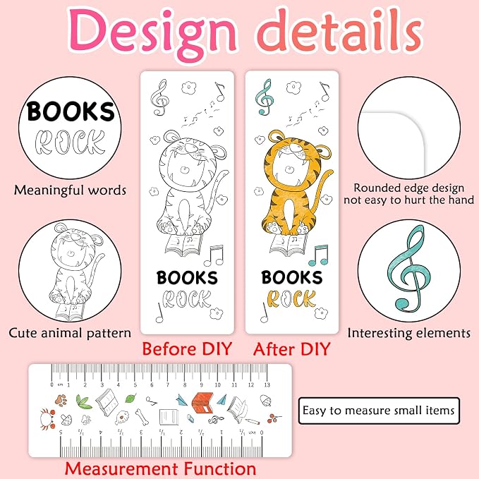 Anseal 120 PCS Color Your Own Bookmarks Bulk, DIY Bookmarks for Kids/Teens, Cute Animal Bookmarks for Reading Lover, 12 Styles Fun & Personalized Bookmark for Students, Classroom Rewards Supplies