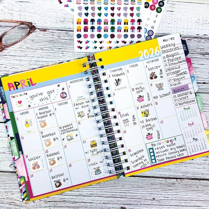 Reminder Binder 2026-2027 Planner – 18-Month Weekly & Monthly Calendar, 361 Stickers, Tabs, Hardcover, Elastic Closure, Pockets, To-Do Lists, Keepsake Gift Box