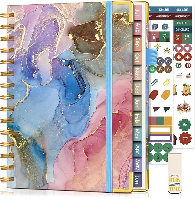 Academic Planner 2026-2027, Hardcover Weekly and Monthly Calendar Planner from July 2026 - June 2027, 6.1" x 8.2" A5 Daily Agenda with Tabs, College School Organizer for Student Teacher, Vibrant Watercolor
